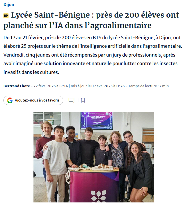 Article Le Bien Public sur Bioshield